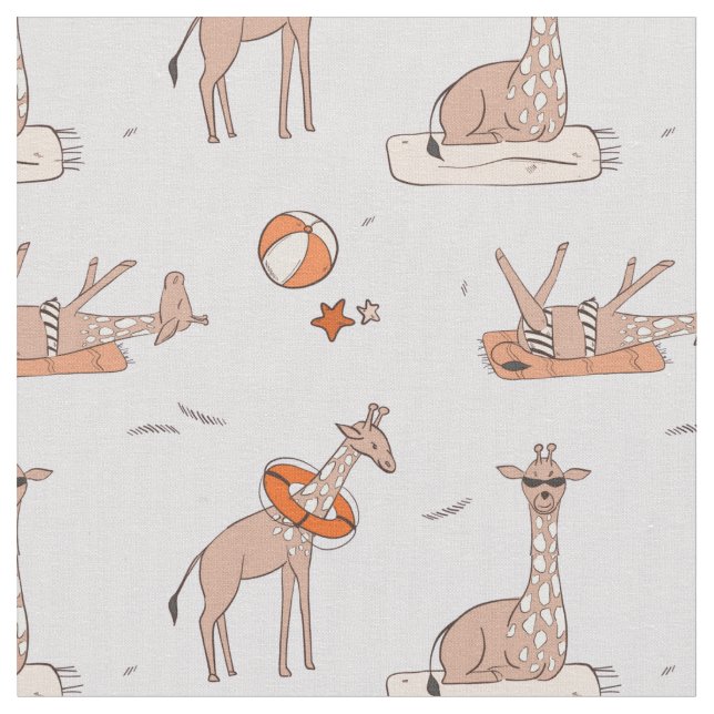 Giraffe on the beach fabric (Close Up)