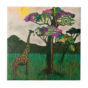 Giraffe on the Planes of Africa Tile