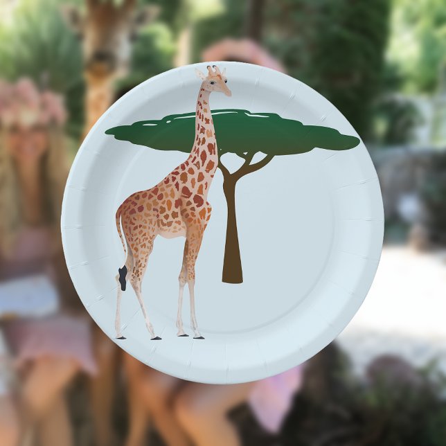Giraffe On The Savanna Paper Plate (Creator Uploaded)