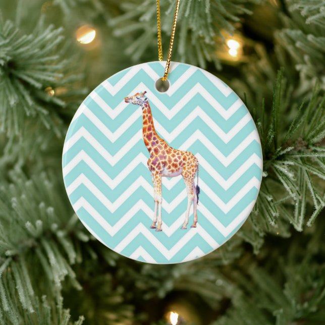Giraffe on zigzag chevron. ceramic tree decoration (Tree)