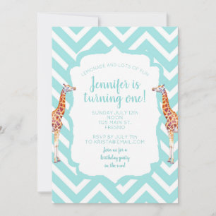 Giraffe on zigzag chevron. invitation