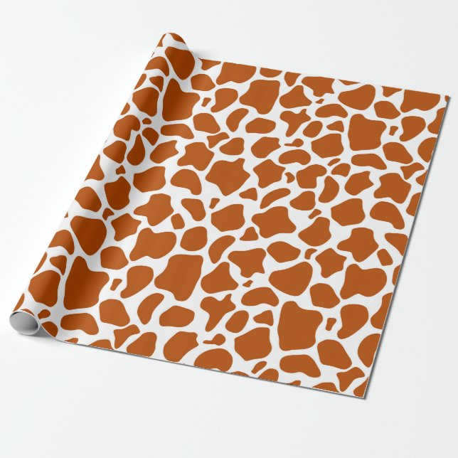 Giraffe Orange Print Gift Wrapping Paper (Unrolled)
