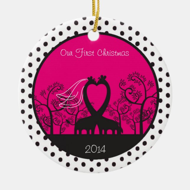 Giraffe Our First Christmas Personalised Ornament (Front)