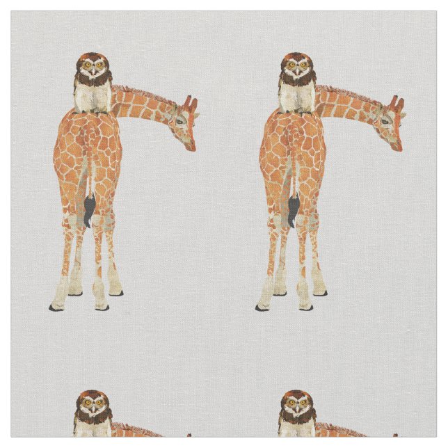 Giraffe & Owl Fabric (Close Up)