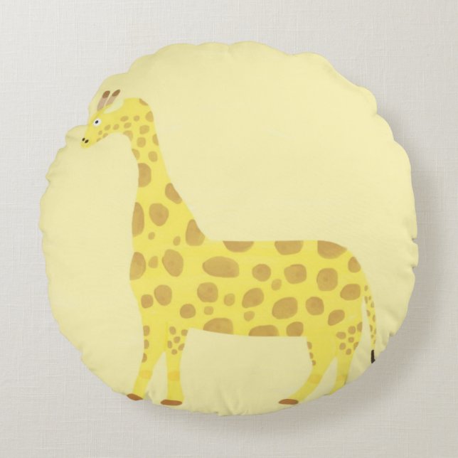 giraffe painting art round cushion (Front)