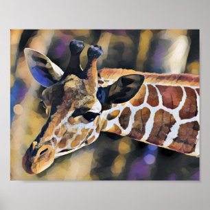 Giraffe Painting art Vintage Poster