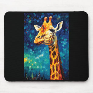 Giraffe Painting For Lover Night Sky Artist Art Mouse Pad