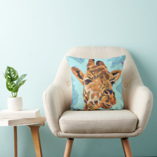 Giraffe Painting - GIfts for Animal Lovers Cushion