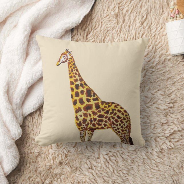 Giraffe Painting Throw Pillow (Blanket)