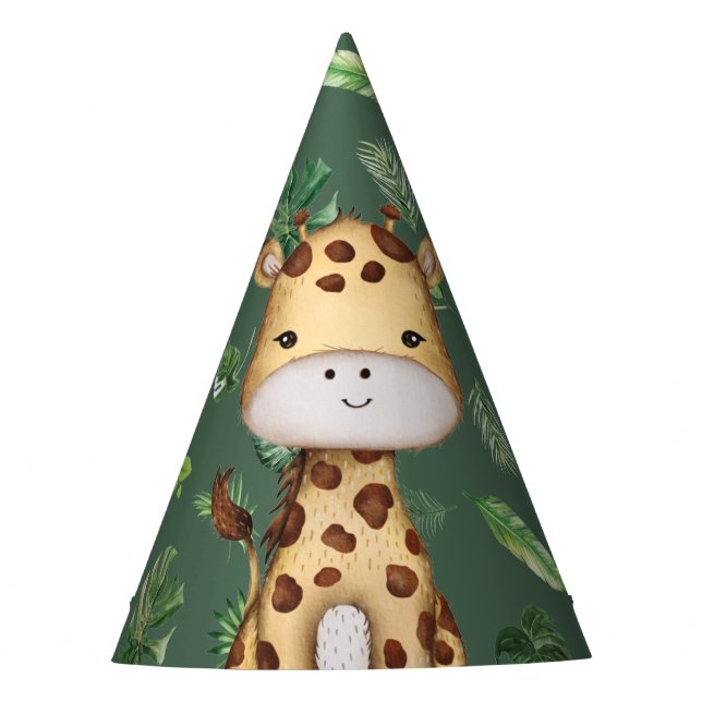 Giraffe Party Animal Wild One Jungle Birthday Boy Hat (Front)