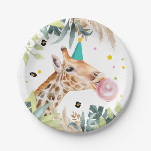 Giraffe Party Animals Birthday Zoo Safari Paper Plate