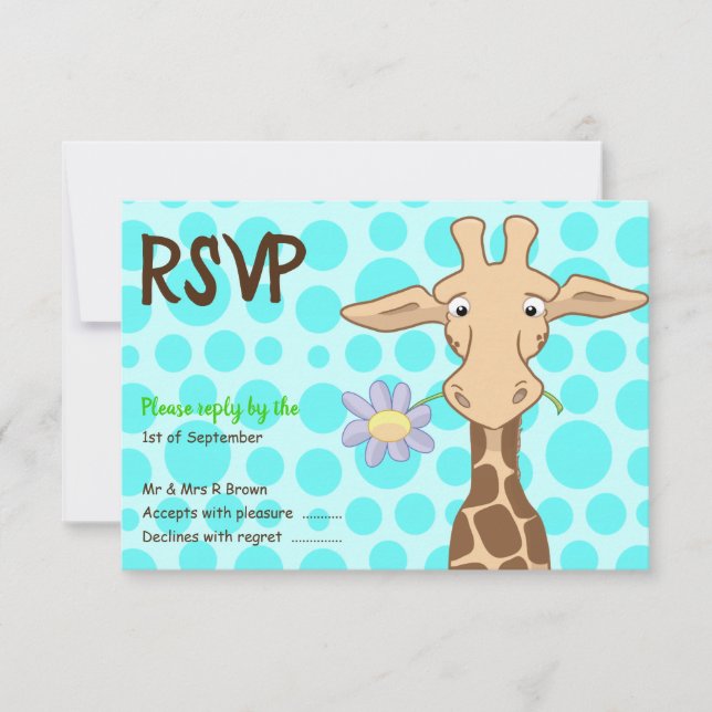 Giraffe Party RSVP Card (Front)