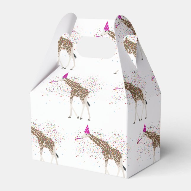 Giraffe Partying Safari Animals Having a Party Favour Box (Front Side)