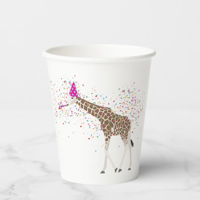 Giraffe Partying Safari Animals Having a Party   Paper Cups (Front)