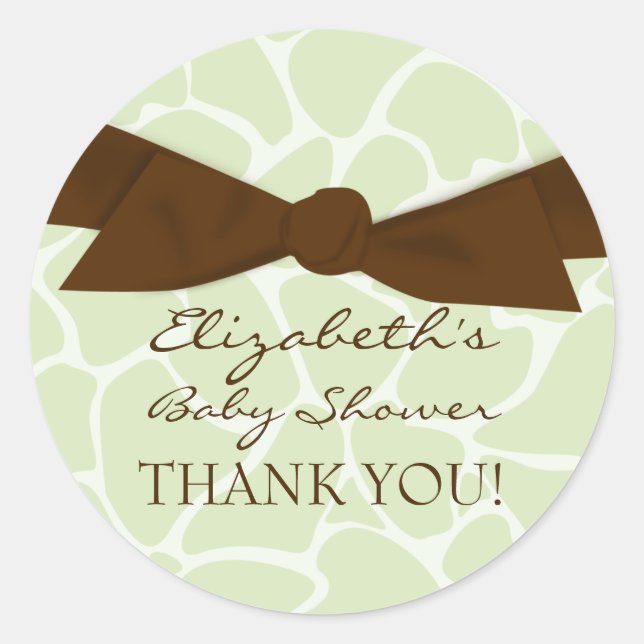 Giraffe Pattern Baby Shower Stickers (Front)