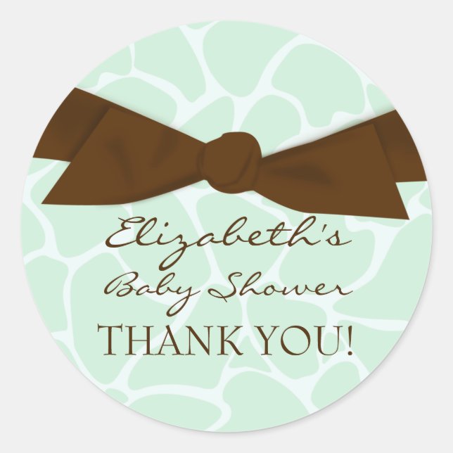 Giraffe Pattern Baby Shower Stickers (Front)