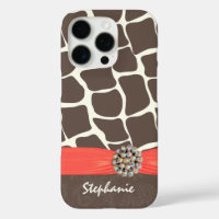 Giraffe Pattern Printed Ribbon and Rhinestone