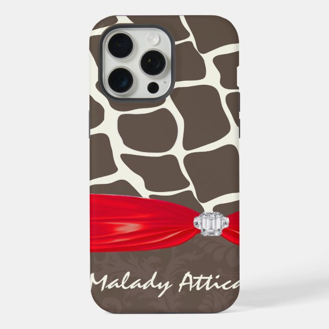 Giraffe Pattern Printed Ribbon Faux Crystal iPhone Case (Back)