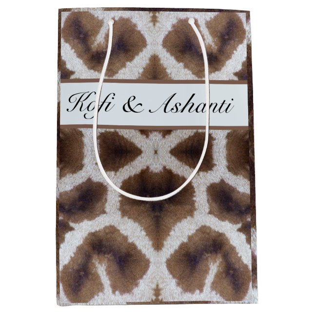 Giraffe pattern safari style medium gift bag (Front)