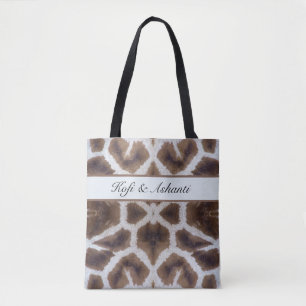Giraffe pattern safari style tote bag