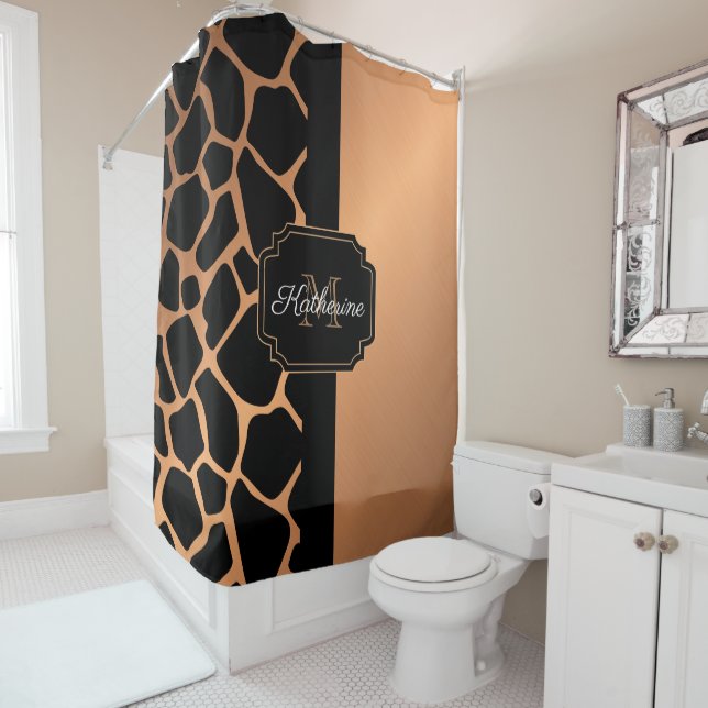 Giraffe Pattern Shower Curtain (In Situ)