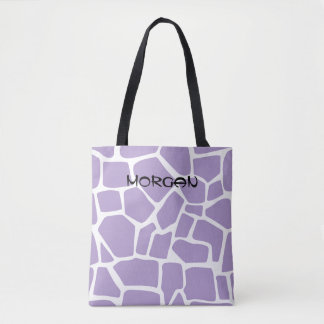 Giraffe Pattern Tote Bag - Purple and White Design