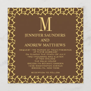 Giraffe Pattern Wedding Invitation with Monogram