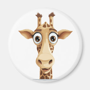 Giraffe Peeking Cute Adorable Funny Animal Cartoon Magnet