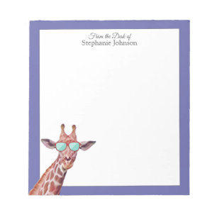 Giraffe Peri Purple Monogram From the Desk of Notepad