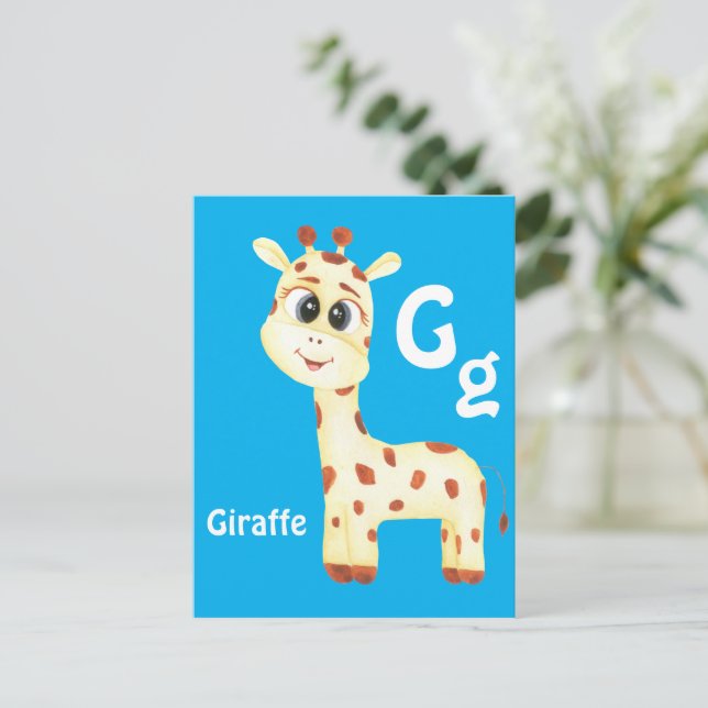 Giraffe personalise ABC: Letter G - Add Your Name Postcard (Standing Front)