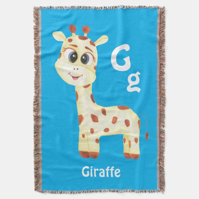 Giraffe personalise ABC: Letter G - Add Your Name Throw Blanket (Front Vertical)