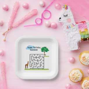 Giraffe personalised birthday maze puzzle plates