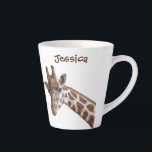 Giraffe Personalised Name Latte Mug<br><div class="desc">Portrait photos of a cute giraffe on a white background,  which you can personalise with your own name or text,  or you can delete the text if you want.</div>