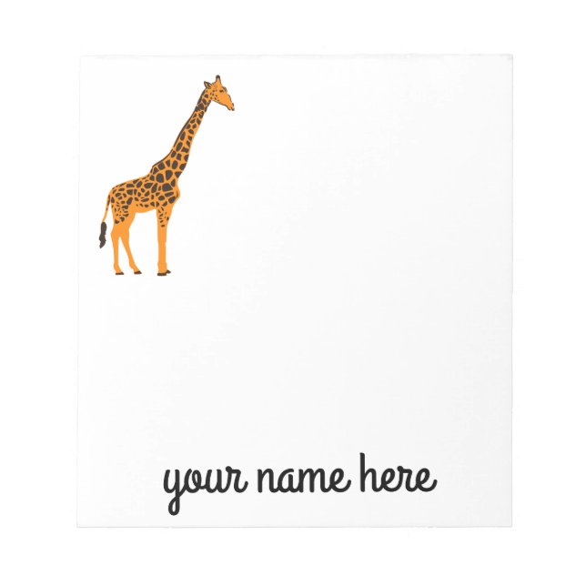 Giraffe Personalised Stationery Notepad (Front)
