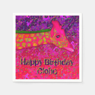 Giraffe-Personalized Paper Birthday Napkins