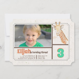 Giraffe Photo Invitation