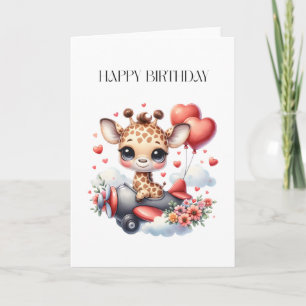 Giraffe Pilot Birthday Card