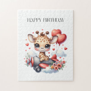 Giraffe Pilot Birthday Jigsaw Puzzle