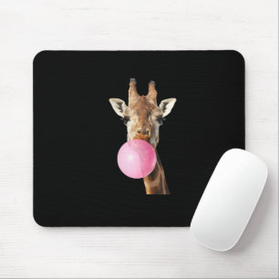  Giraffe Pink Bubble Gum Cute Funny Animal Lover  Mouse Pad