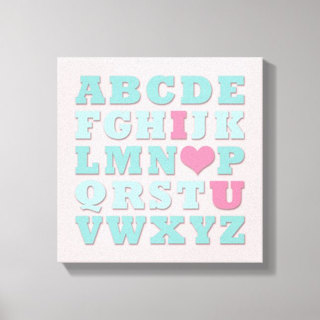 Giraffe Pink Mint Aqua Teal Wall Art Canvas (Front)