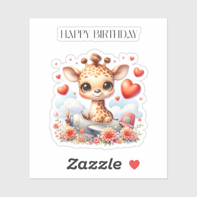 Giraffe Plane Birthday (Sheet)