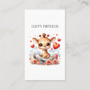 Giraffe Plane Birthday Calling Card