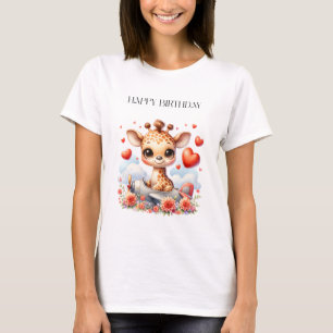Giraffe Plane Birthday T-Shirt