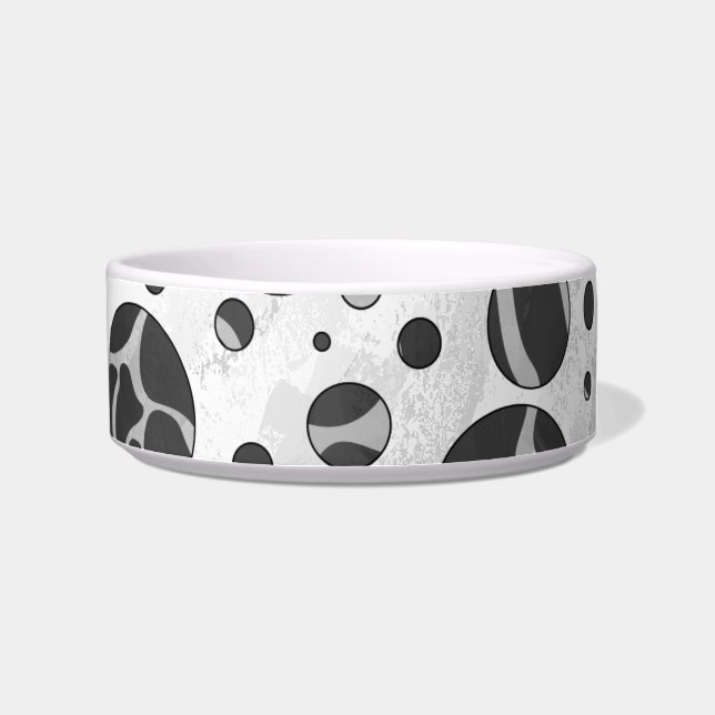 Giraffe Polka Dot Black and Light Grey Print Bowl (Right)