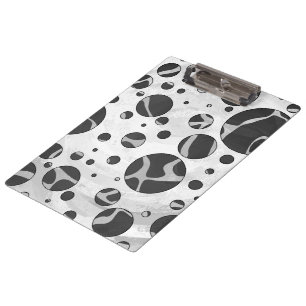 Giraffe Polka Dot Black and Light Grey Print Clipboard