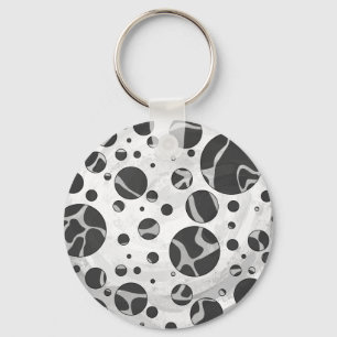 Giraffe Polka Dot Black and Light Grey Print Key Ring