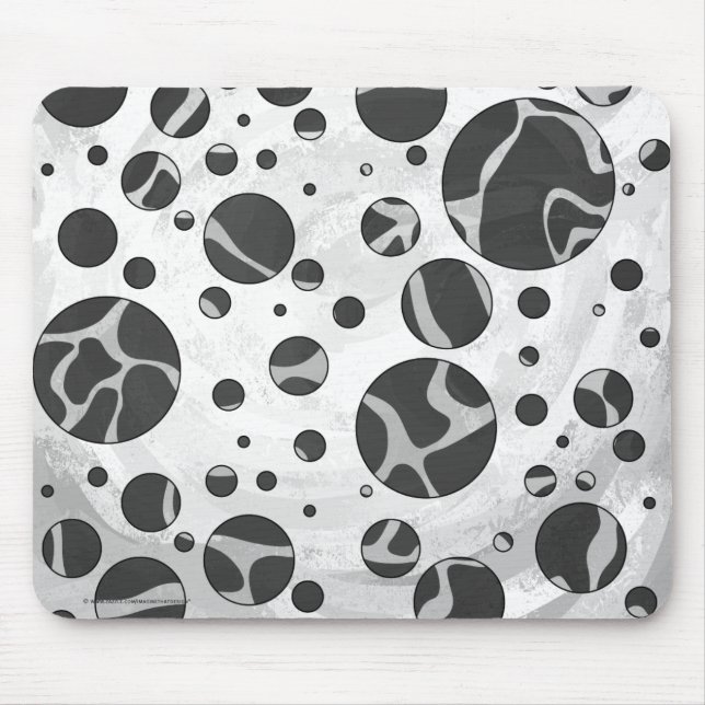 Giraffe Polka Dot Black and Light Grey Print Mouse Pad (Front)