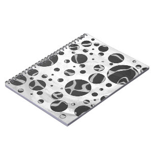Giraffe Polka Dot Black and Light Grey Print Spiral Notebook