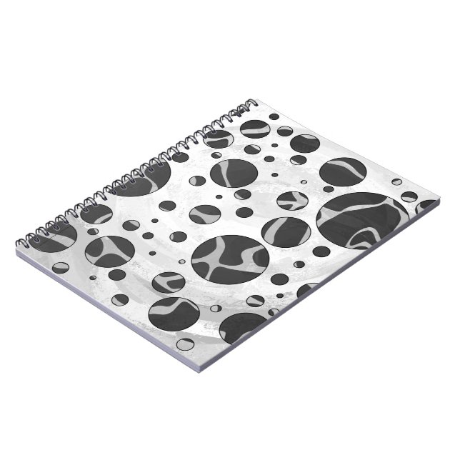 Giraffe Polka Dot Black and Light Grey Print Spiral Notebook (Left Side)