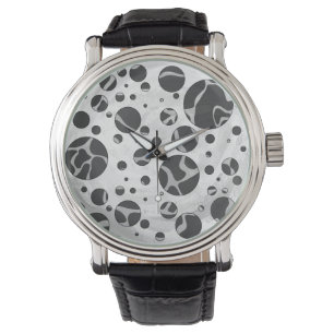 Giraffe Polka Dot Black and Light Grey Print Watch